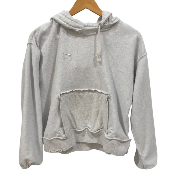 Nike Standard Issue Cropped Hoodie Gray FLY Dri-Fit Boxy Sweatshirt M - Picture 5 of 11